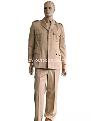 Premium tactical Dress Uniform Set in Khaki Jacket  Long Sleeve Shirt  Straight Leg Trousers  45 Wool Blend Ceremonial Uniform