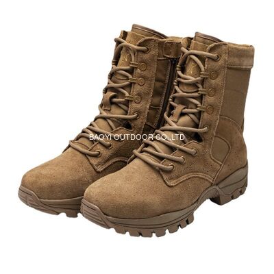 Buy Full Grain Leather Brown Combat Military Boots Winter Mountaineering Boots Abrasion Resistant Puncture Proof online manufacture