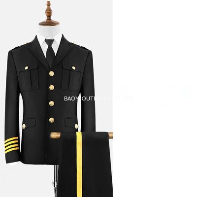 Αγορά Τυπικές εκδηλώσεις Τελετουργική στολή σκούρο μπλε αναπνευστικό με χρυσό κουμπί σακάκι online manufacture