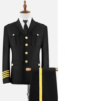 Buy Formal Events Ceremonial Uniform Dark Blue Breathable With Gold Buttoned Jacket online manufacture
