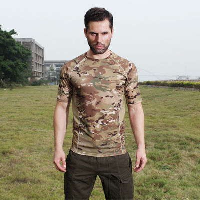 Buy Men Camouflage Tactical Combat Shirt Short Sleeved Quick Dry Elastic For Outdoor Sports online manufacture