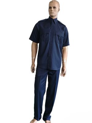 Buy Navy Blue Summer Military Uniform Set 45 Wool 55 Polyester Blend Short Sleeve Security Uniform online manufacture