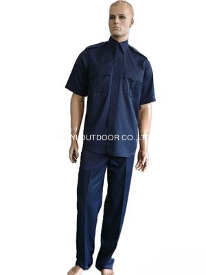 Buy Navy Blue Summer tactical Uniform Set 45 Wool 55 Polyester Blend Short Sleeve Security Uniform online manufacture