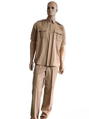 Buy Security Uniform Tactical Khaki Uniform Set With Short Sleeve Straight Leg 45 Wool 55 Polyester Blend For Men Security Personnel online manufacture