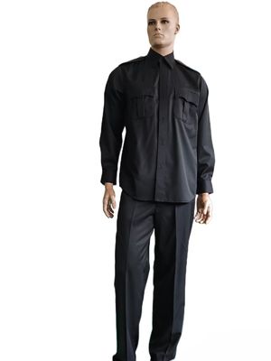 Buy Black Security Uniform Set Long Sleeve And Straight Leg Trousers 45 Wool 55 Polyester online manufacture