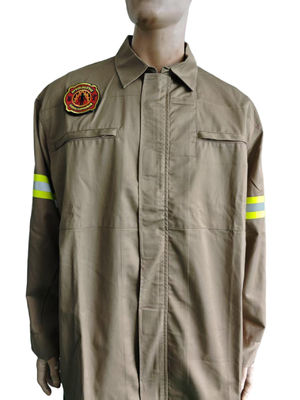 Buy Fire Fighting Work Outerwear Flame Retardant Heat Resistant Advanced Material With Reflective Strips Military Uniform Clothing online manufacture