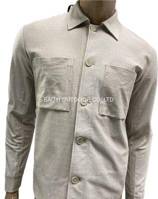 Buy Breathable Cotton Workwear Shirt Men's Long Sleeve Button-Down with Chest Pockets for Security & Outdoor online manufacture